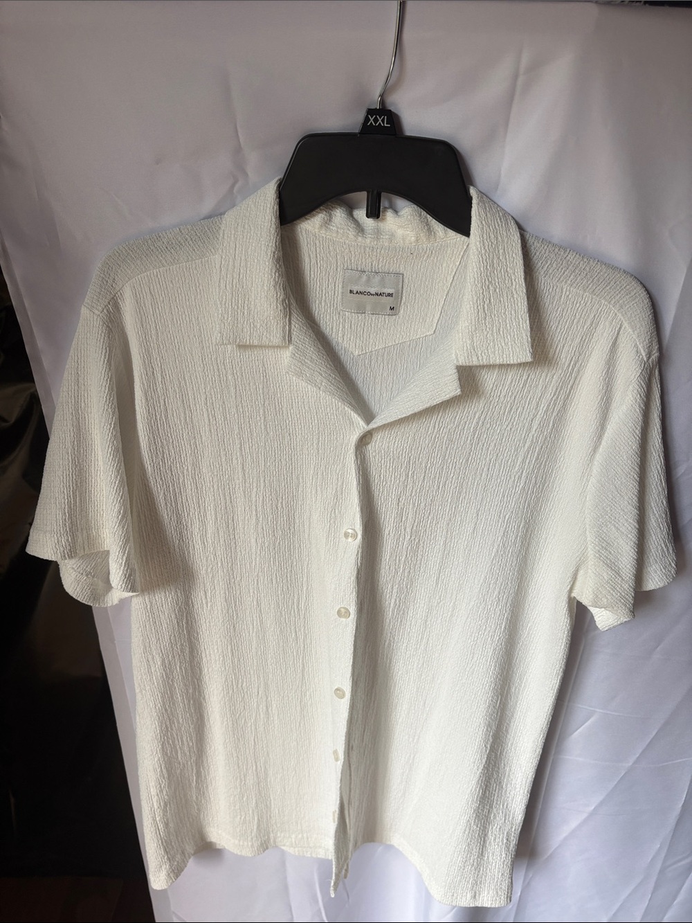 Men's Blanco by Nature Linen Cream Short-Sleeve Button-Down Shirt